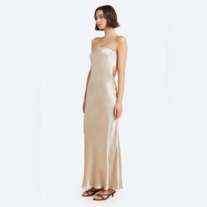 BEC + BRIDGE Moon Dance Strapless Dress in Sand